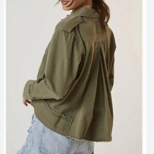 Anthropologie‎ Tiny CLeo Army Green Military Jacket High Low Hem Pleated Back XS